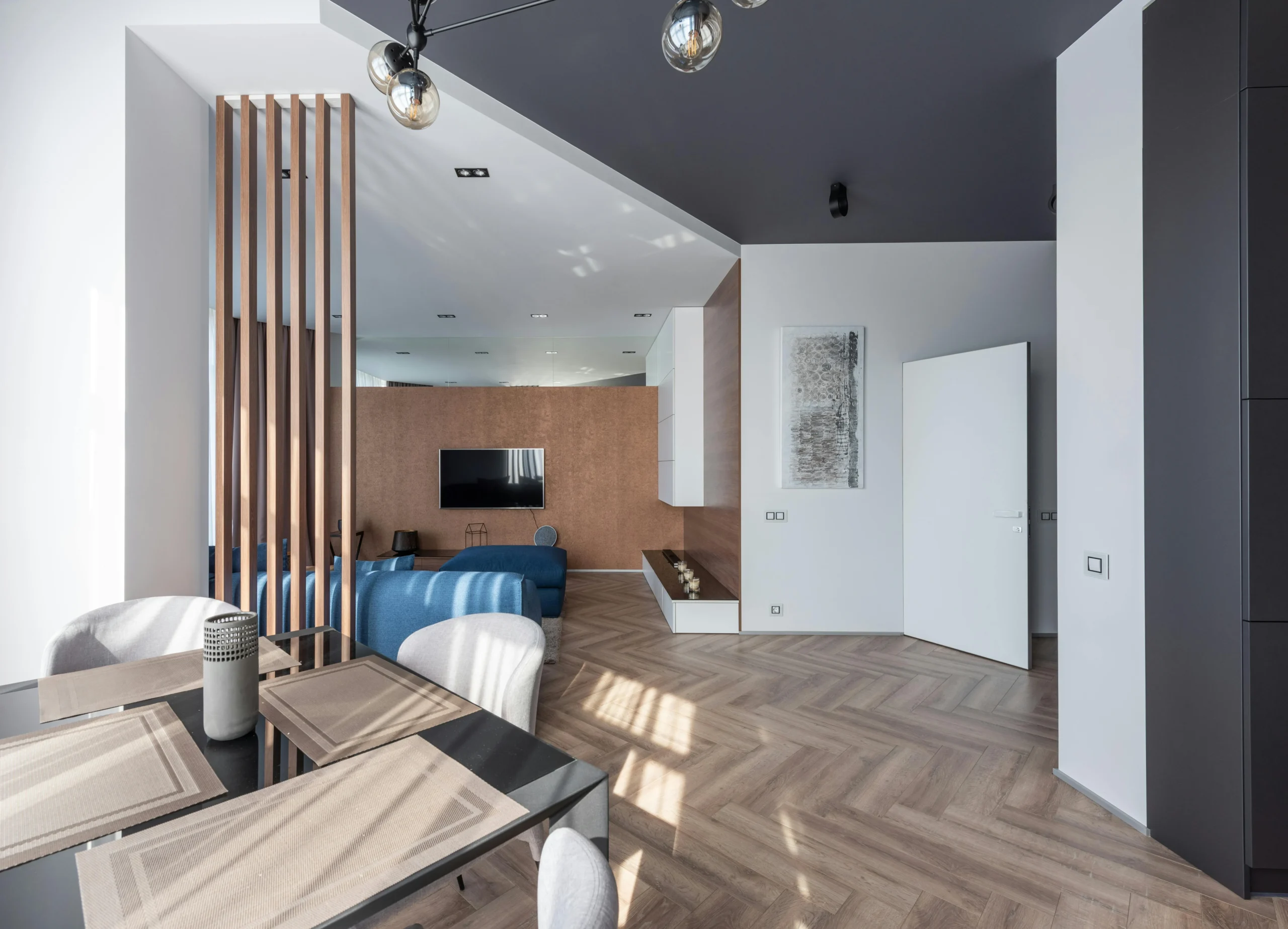 Comedor Abierto con Vista a Salón Contemporáneo