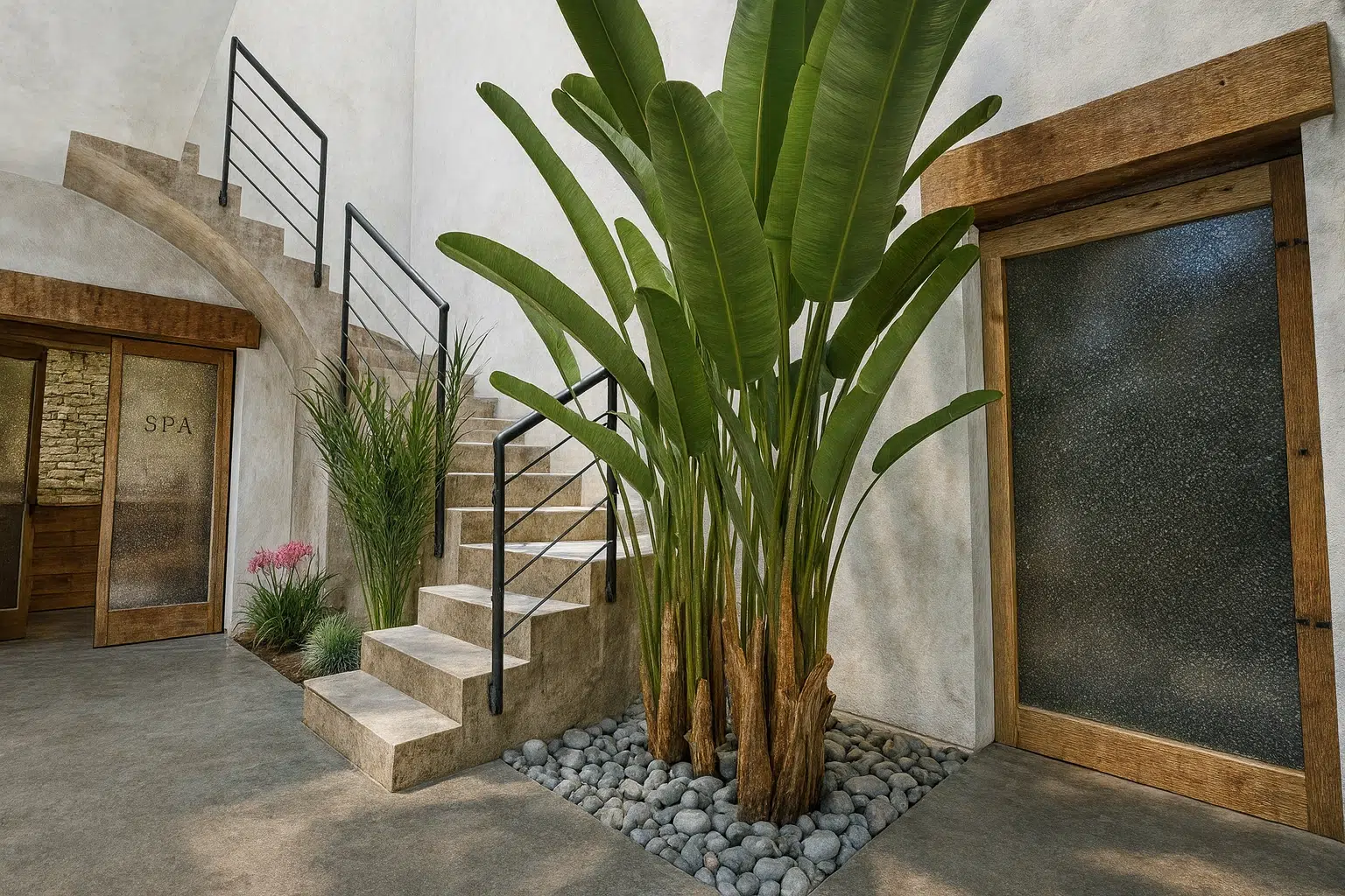 Restaurante con Luz Natural y Vegetación